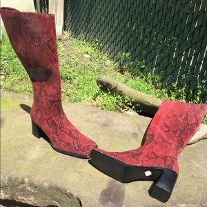Italian leather snake skin boots